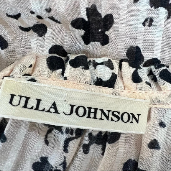 Ulla Johnson | Fantine Silk Midi Floral Ruffle Tiered Dress in Blush Pink 10 - Picture 9 of 9